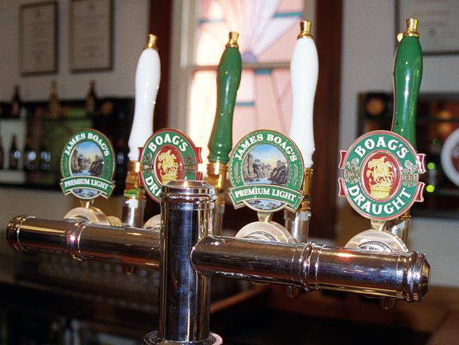 Beer taps at the historic Boag's Brewery museum in Launceston. PicMike/Smith buildings interior history Tas beer tap signs Draught James Boag's Premium Light companies 2006