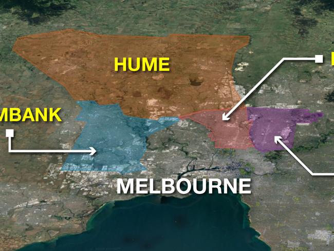 Map showing local council areas in Victoria considered COVID-19 hotspots.