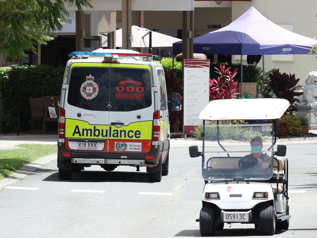 An ambulance arrives at Jeta Gardens at the weekend. Picture: Liam Kidston