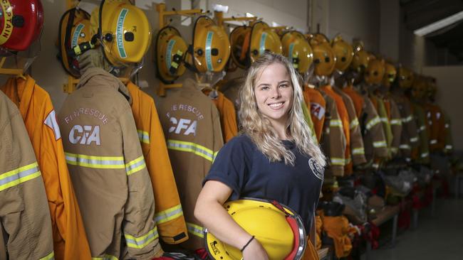 Bridgett Young, 21 year old girl from Devon Meadows is a vol. firefighter, showing other young women they are capable of joining something that is typically male dominated. Picture by Wayne Taylor 