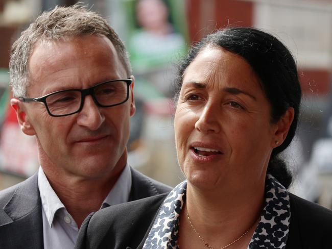 Greens leader, Senator Richard Di Natale, on the campaign trail with candidate Alex Bhathal, who lost Saturday’s by-election. Picture: AAP/Alex Murray