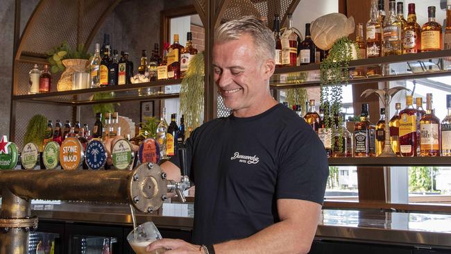 Dunwoody's Mark Sorenson tested the new beer taps when the pub reopened. Picture: Brian Cassey