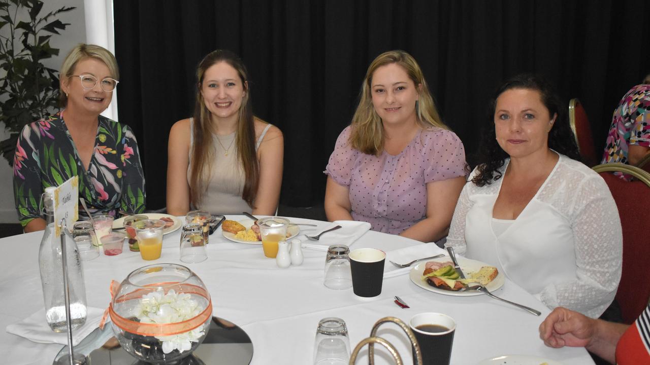 Tanya Horn, Juliette Acutt, Isabella Freeman, Donna Maguire and Carmel Pascoe at Zonta Roma's International Women's Day Breakfast 2023. Picture: Chloe Cufflin.