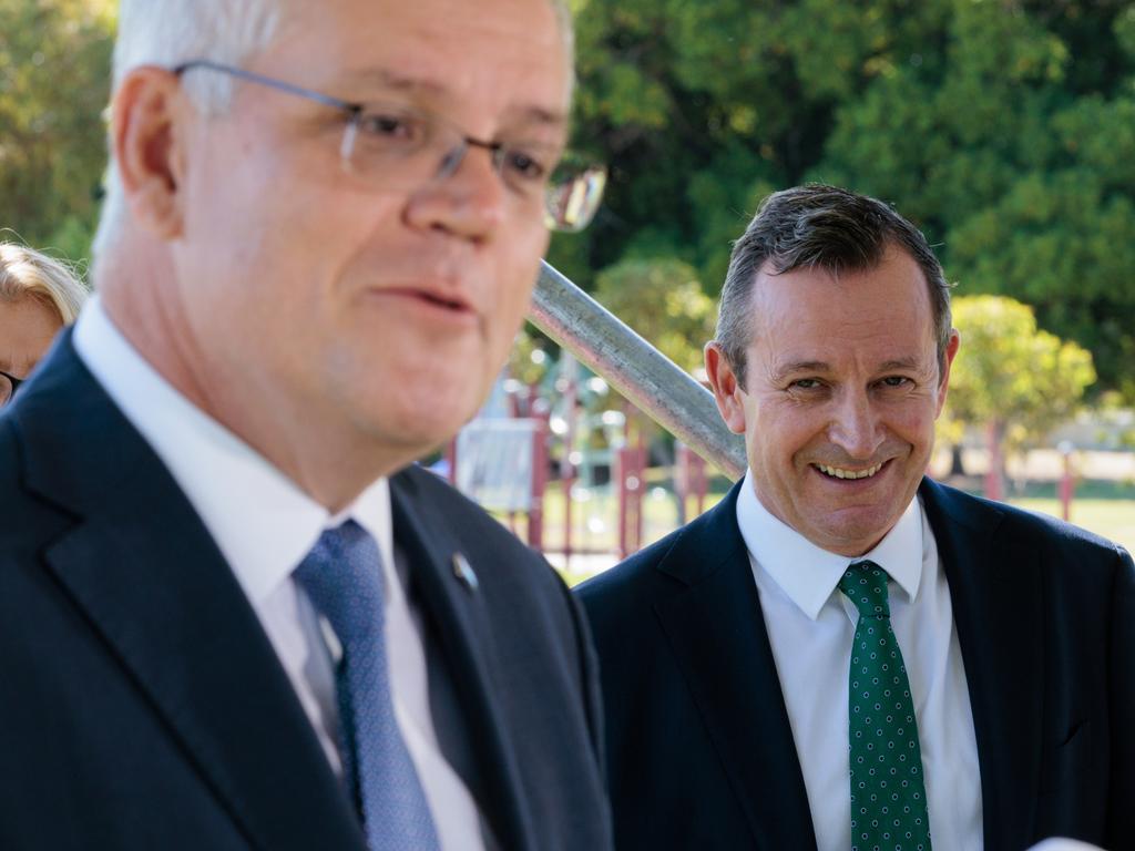 Prime Minister Scott Morrison and WA Premier Mark McGowan were all smiles when they appeared at a press conference together recently. AAP Image/Richard Wainwright