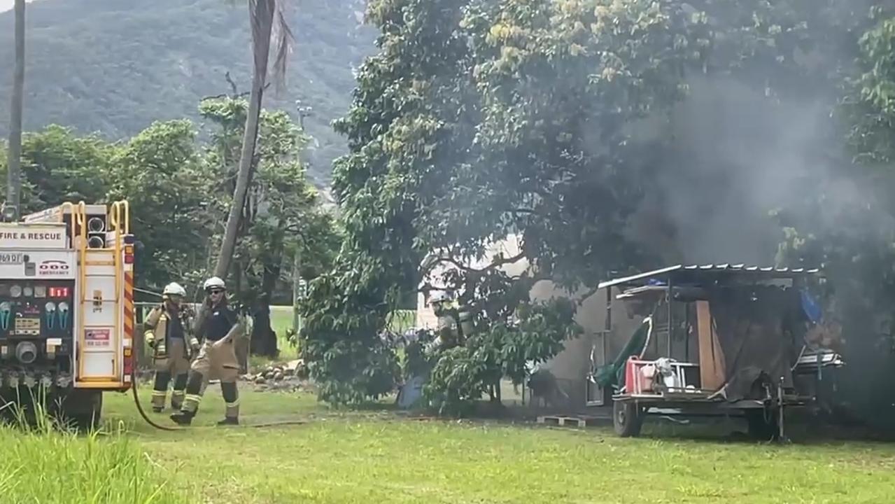 Fire crews have responded to a caravan fire at a Gordonvale address. Picture: Supplied