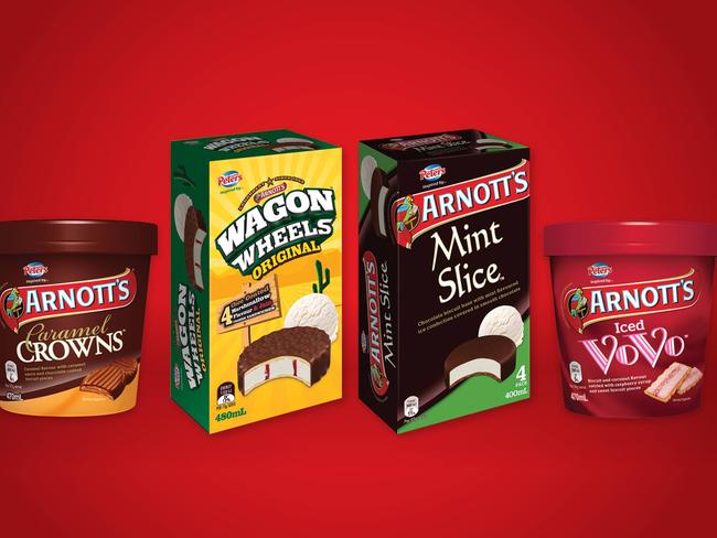 Arnott's joined forces with Peter's ice cream to develop four new flavours.