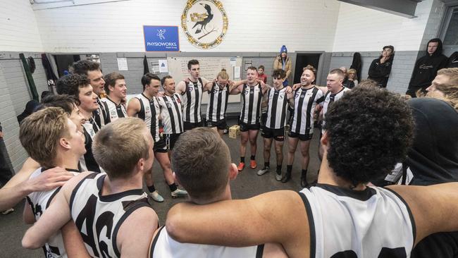 Narre Warren players celebrate their recent win. Picture: Valeriu Campan