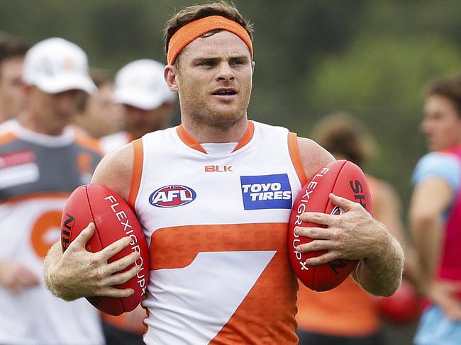 Heath Shaw during GWS Giants training at Tom Willis oval today.Picture: Justin Lloyd