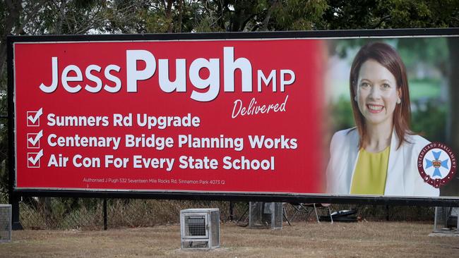 A billboard featuring Mount Ommaney MP Jess Pugh. Picture: Jamie Hanson