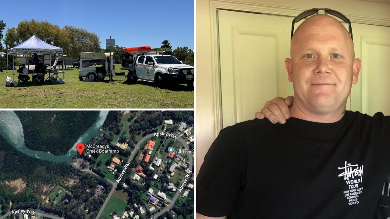 Scott Billingham (right) was last seen near Emperor Dr in Andergrove where police erected a forward command post (top left) to coordinate search efforts before establishing a separate post at the McCready Creek boat ramp off Aspley Way, also in Andergrove, on Tuesday, March 19.