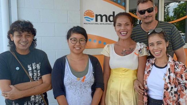 Thammasivaphat Sudchai, Kumi Gilshenen, Lisa Saowasa, Phung Huong, Vogtek Kale at MDA's Harmony Day celebrations. Picture: Jann Houley