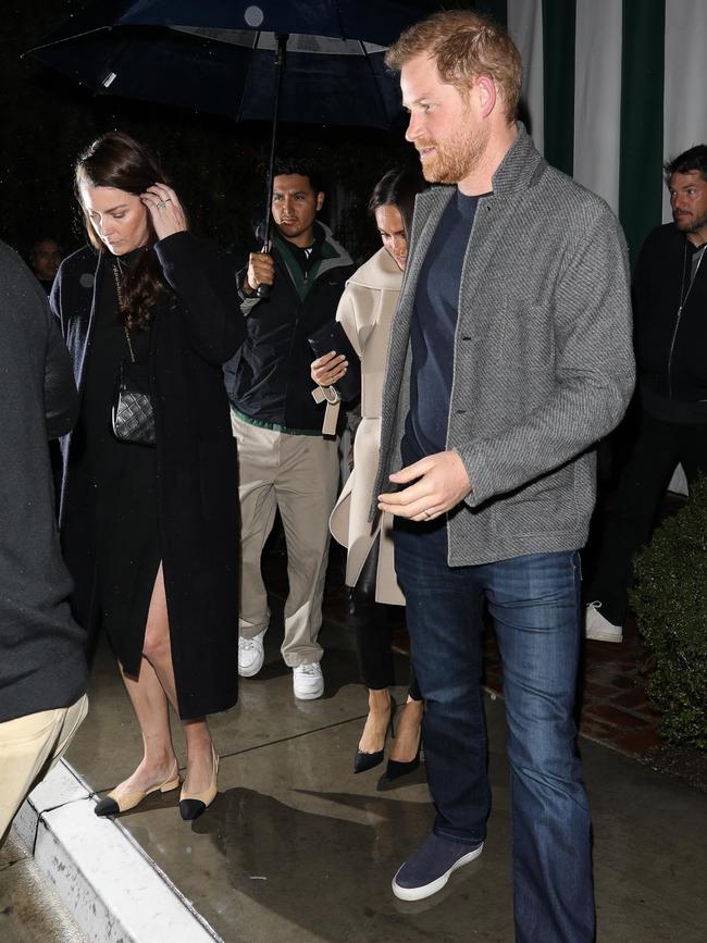 The Duke and Duchess wait for their ride home. Picture: The Daily Stardust/NYP/MEGA/Backgrid