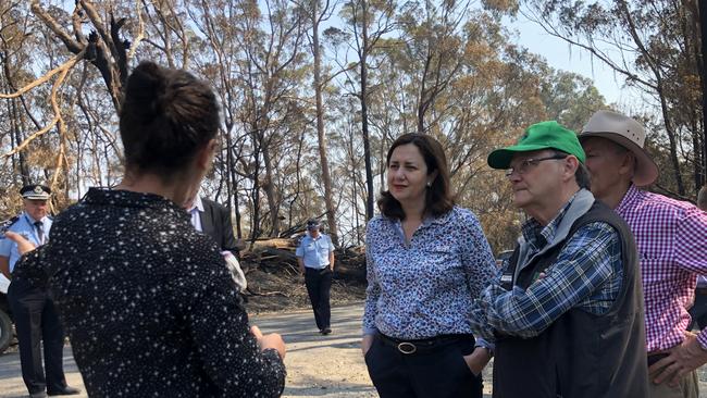 Then-premier Annastacia Palaszczuk touring bushfire destruction at Beechmont in September 2019. Picture: Andrew Potts