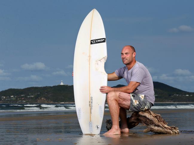 Shark attack survivor Sam Edwardes, who was attacked on Belongil Beach. Picture: Adam Head