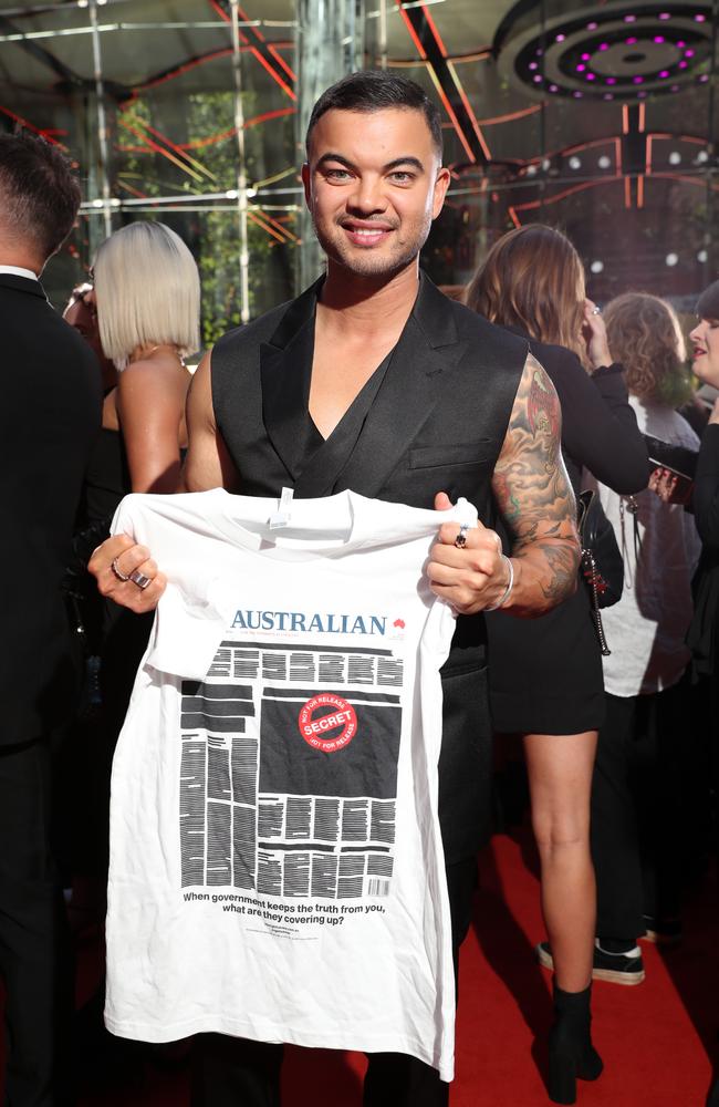 ARIA Awards host Guy Sebastian backs the press freedom campaign. Picture: Jonathan Ng