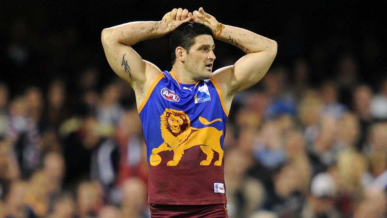 Brisbane Lions player Brendan Fevola during the second quarter of the round 15 AFL match between the Brisbane Lions and St Kilda at the Gabba in Brisbane, Saturday, July 10, 2010. (AAP Image/Dave Hunt) NO ARCHIVING, EDITORIAL USE ONLY.