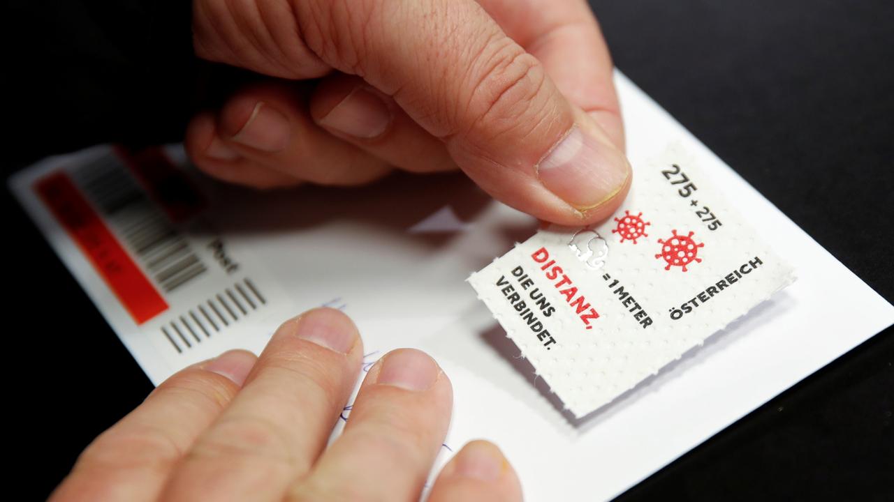 Austria’s “corona stamp” is printed on three-ply toilet paper and includes an important social distancing reminder. Picture: Reuters