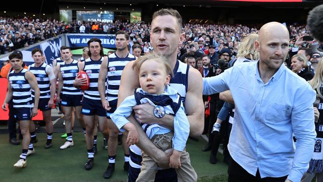 Ablett Jr was on the field for a grand final again, two years after he retired following the Cats’ loss to Richmond. Picture: Michael Klein