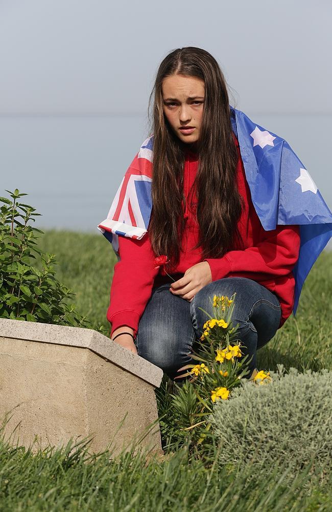 “I don’t think I would be able to do what they did for us” ... Claire Magann, 16, at Aru Burnu Cemetery, Anzac Cove. Picture: Ella Pellegrini