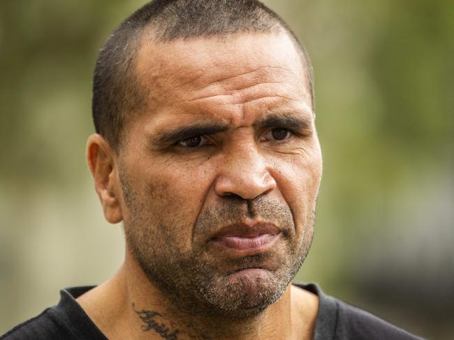 SYDNEY, AUSTRALIA - NewsWire Photos JANUARY 01, 2021: Anthony Mundine looks on during a press conference in Redfern to discuss changes in the wording of the Australian national anthem. Picture: NCA NewsWire / Jenny Evans