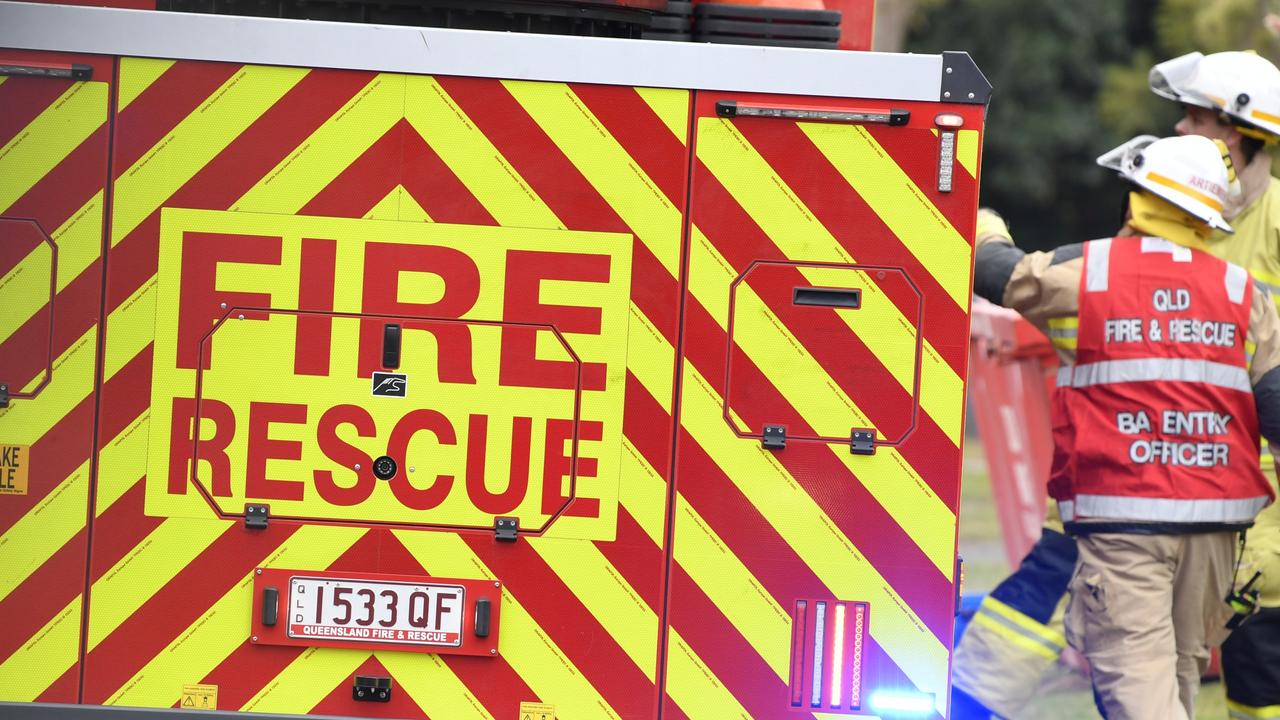 Fireys attend a house fire in Toowoomba, fire and rescue sign generic, QFES, Friday, June 23, 2023. Picture: Kevin Farmer