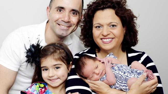 Greenway MP Michelle Rowland, with baby Aurelia Michelle Chaaya, husband Michael and daughter Octavia.