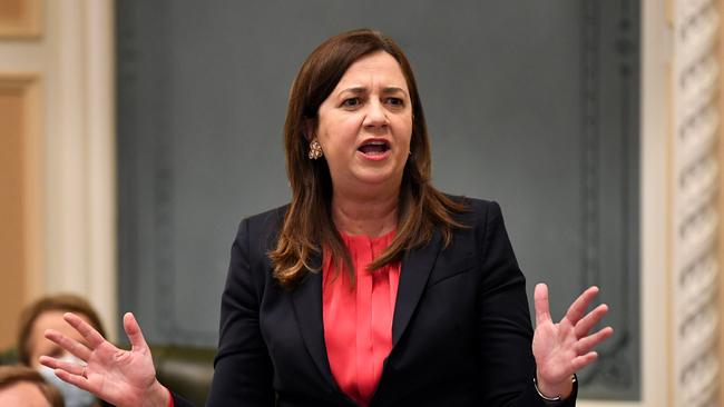 Premier Annastacia Palaszczuk speaks during Question Time at Parliament House in Brisbane. Picture: Dan Peled