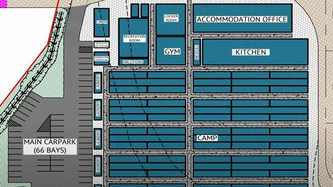 The original plans for the workers camp for the Fitzroy to Gladstone Pipeline.