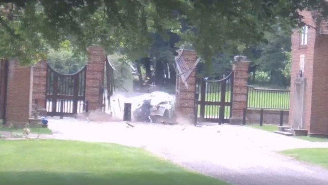 Footage showed Matthew Wootten smashing through the gate at Rishi Sunak's country house. Picture: CPS