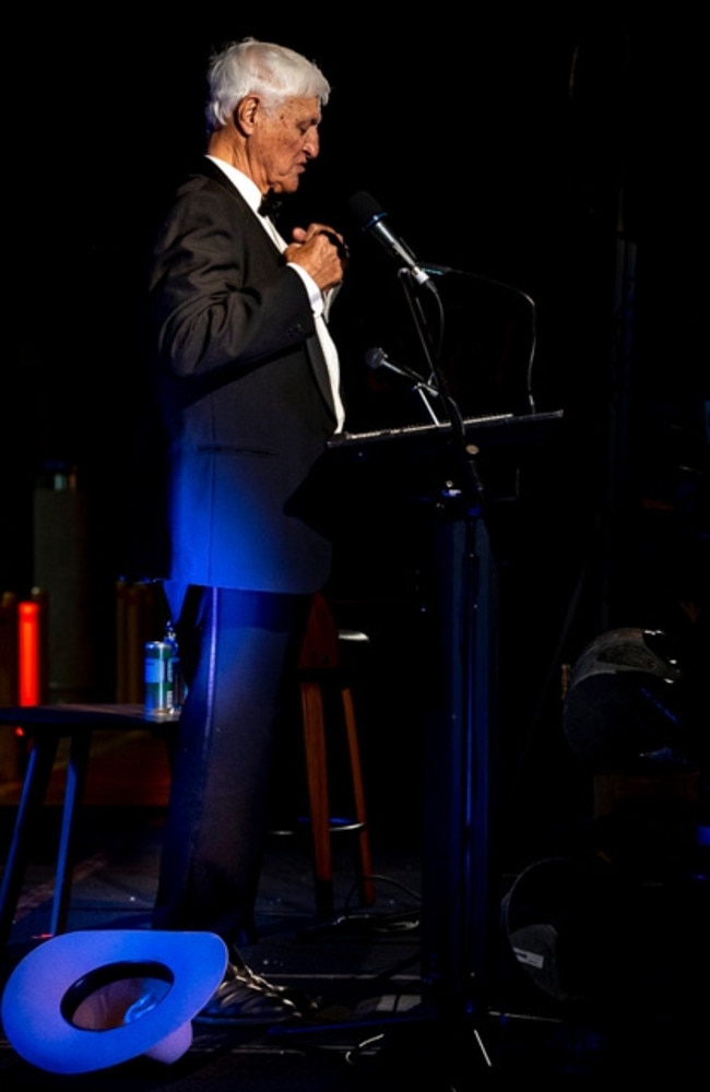 Federal MP Bob Katter gives a speech reflecting on his 50 years in politics. Picture: Sally Batt