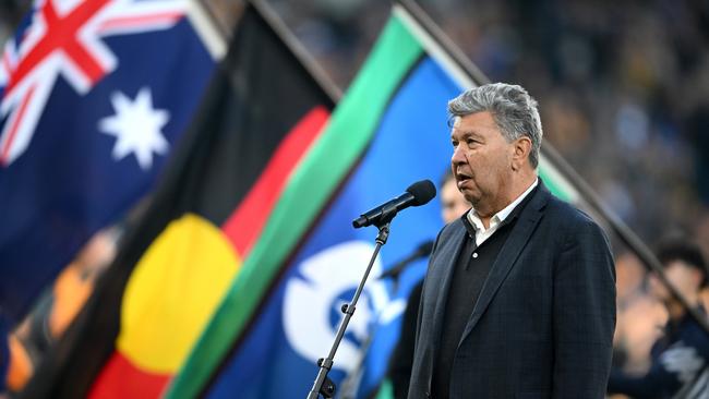 A welcome to country speech is made ahead of the International Test Match between the Wallabies and Georgia at Allianz Stadium in Sydney in July. Picture: Getty