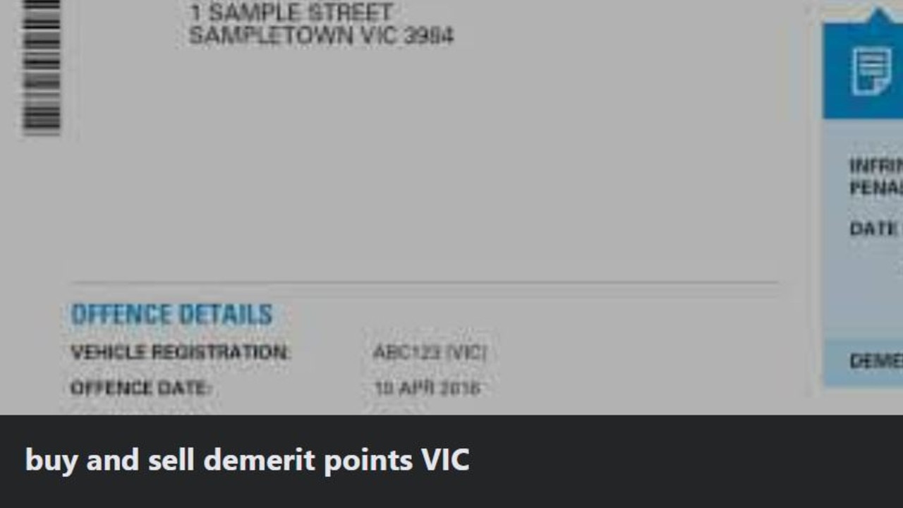 'buy and sell demerit points VIC' Facebook page. Picture: Facebook