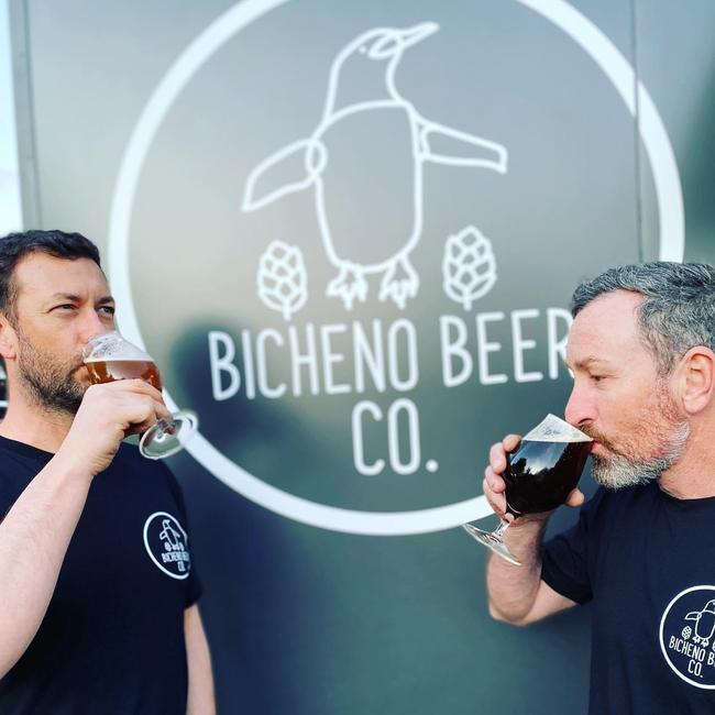 Tom Spykers and Phil Harvey, owners of Bicheno Beer Company. Picture: supplied