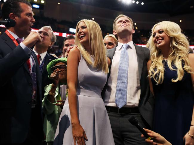 Donald Trump Jr. (L), Ivanka Trump (C), Eric Trump (2nd-R) and Tiffany Trump (R).