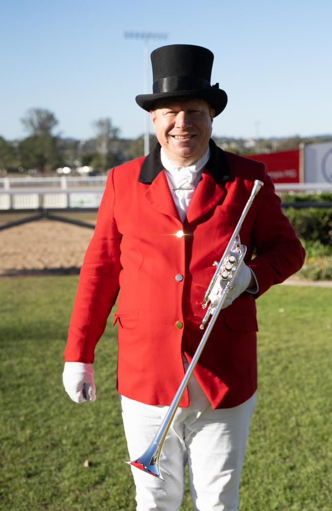 Ross Stevenson, the Brisbane Bugler at the Gympie Muster Races. Saturday, August 19,. 2023. Picture: Christine Schindler