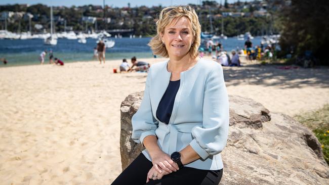 Zali Steggall at Clontarf in her Sydney electorate of Warringah. Picture: AAP.