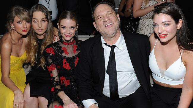 Singer Taylor Swift, musician Este Haim, actor Jaime King, Weinstein and recording artist Lorde at The Weinstein Company &amp; Netflix's 2015 Golden Globes After Party. Picture: Getty Images