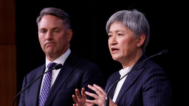 Mr Marles and Senator Wong at the AUSMIN talks. Picture: Getty Images