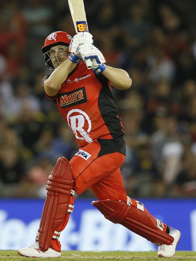 Aaron Finch in action for Melbourne Renegades.