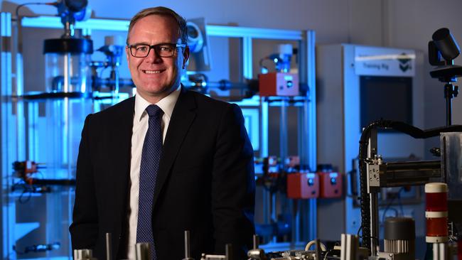 Sage Automation managing director Adrian Fahey at the company’s Tonsley headquarters. Picture: AAP Image / Bianca De Marchi