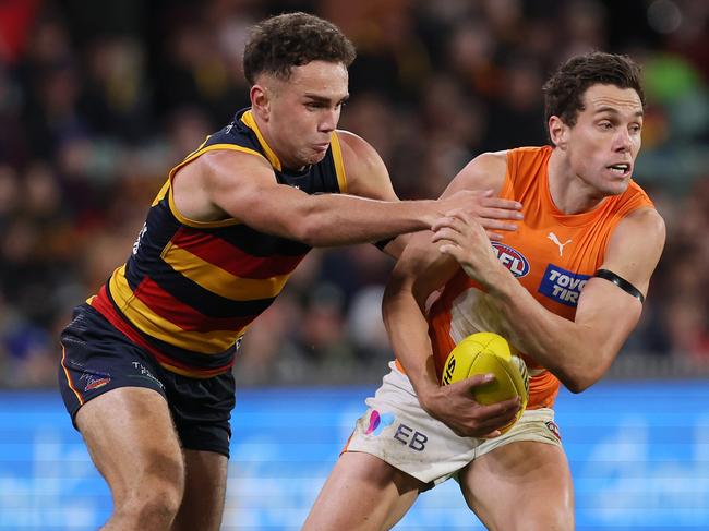 Kelly was one of the Giants’ best against Adelaide but will miss four crucial games in their run home. Picture: James Elsby/AFL Photos via Getty Images