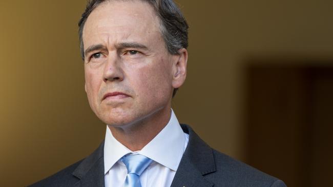 Greg Hunt speaks to reporters. Picture: NCA NewsWire / Martin Ollman