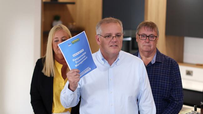 Prime Minister Scott Morrison speaks in Zuccoli. (Photo by Asanka Ratnayake/Getty Images)