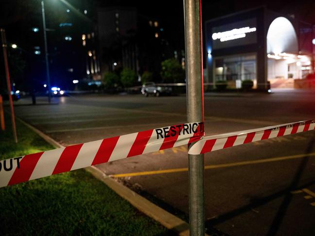 Police tape in the area where a woman was allegedly stabbed to death. Picture: Pema Tamang Pakhrin