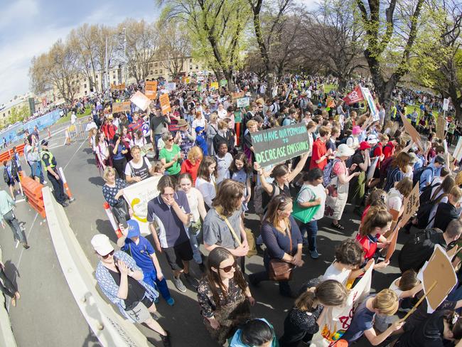 Climate strike rally in Hobart. Picture: RICHARD JUPE