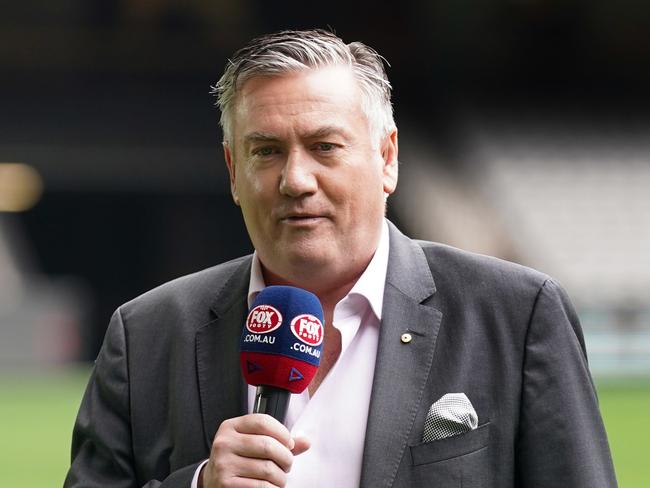 Fox Footy commentator Eddie McGuire is seen during the Round 1 AFL match between Essendon Bombers and Fremantle Dockers at Marvel Stadium in Melbourne, Saturday, March 21, 2020. (AAP Image/Michael Dodge) NO ARCHIVING, EDITORIAL USE ONLY