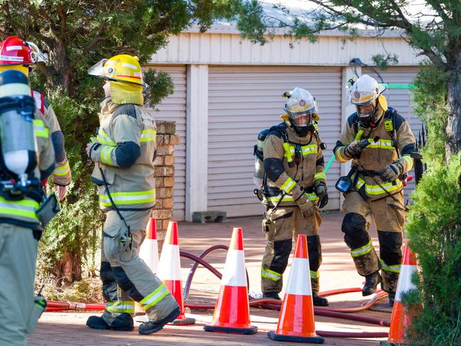 Fireys work to extinguish blaze at Toowoomba property