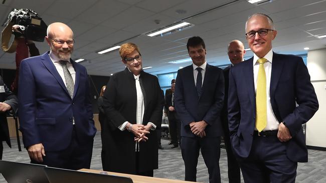 PM Malcolm Turnbull at the Opening of the Australian Cyber Security Centre on Thursday. Picture Kym Smith