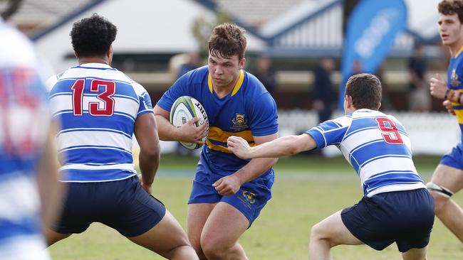 Action from the GPS first XV rugby match between Nudgee College and Toowoomba Grammar School.ToowoombaÃ&#149;s Matt Price attacks. Photo:Tertius Pickard