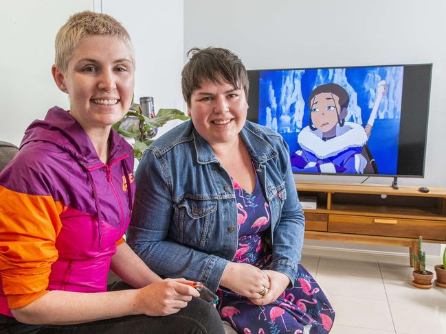 Connor Wallace (right) and her housemate Louise Hanson (left) pose for a photograph at their Gordon Park home, Monday, August 24, 2020 - Picture: Richard Walker